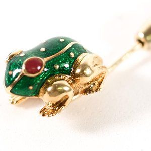 David Webb 18K YG Enamel Frog Stickpin w/ COA